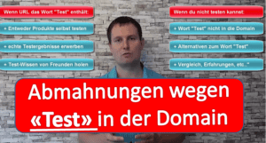 Nischenwebseiten Abmahnungen wegem dem Wort Test in der Domain