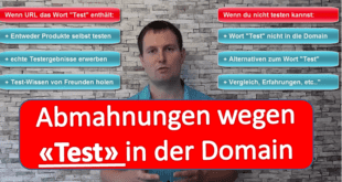 Nischenwebseiten Abmahnungen wegem dem Wort Test in der Domain