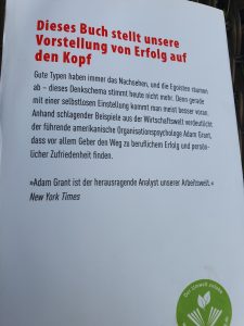 Geben und Nehmen Rückseite